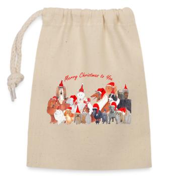 Christmas dogs Christmas dogs1 - Closable cotton gift bag (14x20cm) - nature - Front