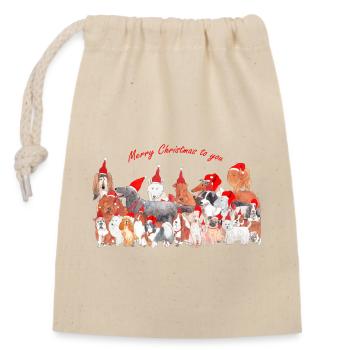 Christmas Dogs - Christmasdogs 2 - Closable cotton gift bag (14x20cm) - nature - Front