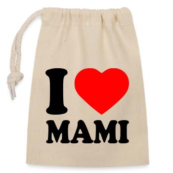 I love mami - Verschließbarer Geschenkbeutel aus Baumwolle (14x20cm) - Natur - Vorne
