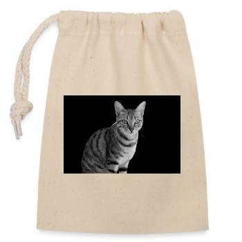 Katze weiß-schwarz - Verschließbarer Geschenkbeutel aus Baumwolle (14x20cm) - Natur - Vorne