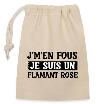 J'm'en Fous Je Suis Un Flamant Rose Humour - Sac cadeau en coton avec cordon (14 x 20 cm) - nature - Devant