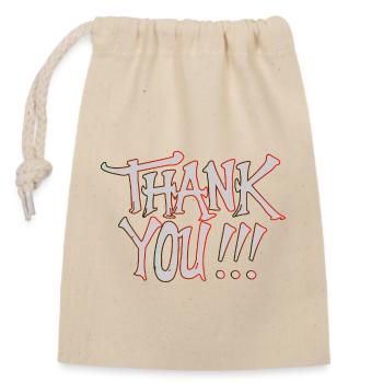 THANK YOU - Closable cotton gift bag (14x20cm) - nature - Front