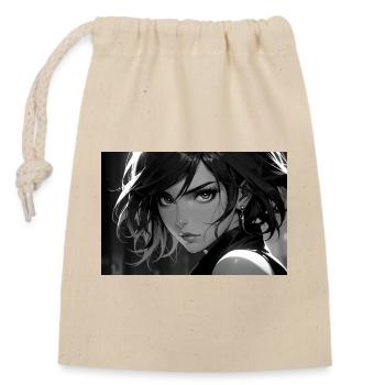 Femme Fatale in an expressive black and white look - Closable cotton gift bag (14x20cm) - nature - Front