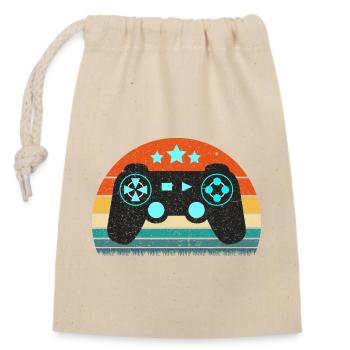 Vintage Retro Gaming Controller - Verschließbarer Geschenkbeutel aus Baumwolle (14x20cm) - Natur - Vorne