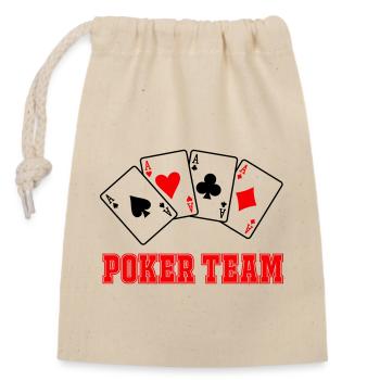 Équipe de poker - Sac cadeau en coton avec cordon (14 x 20 cm) - nature - Devant