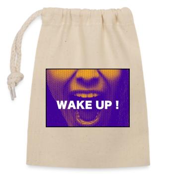Message - Wake Up - Closable cotton gift bag (14x20cm) - nature - Front