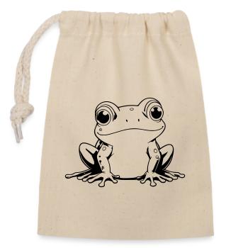 Frosch Umrisse - Verschließbarer Geschenkbeutel aus Baumwolle (14x20cm) - Natur - Vorne