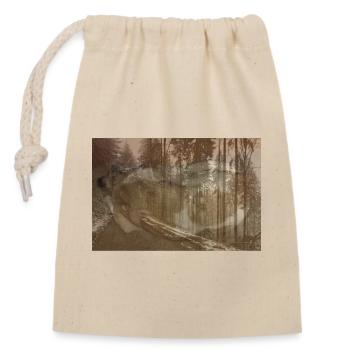 Hund verschmolzen in winterlichem Pfad - Verschließbarer Geschenkbeutel aus Baumwolle (14x20cm) - Natur - Vorne