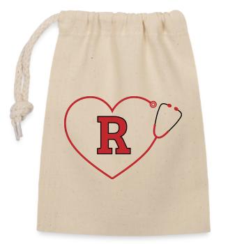 Letter r stethoscope - Closable cotton gift bag (14x20cm) - nature - Front