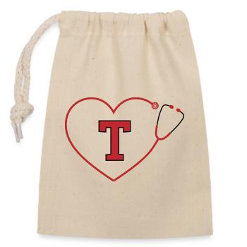 Letter t stethoscope - Closable cotton gift bag (14x20cm) - nature - Front