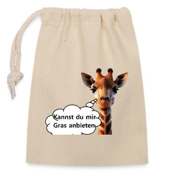 Giraffen-Humor: Gras & Joint - Verschließbarer Geschenkbeutel aus Baumwolle (14x20cm) - Natur - Vorne