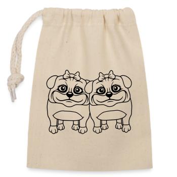 2 chiens carlin filles femmes petites amies équipe filles - Sac cadeau en coton avec cordon (14 x 20 cm) - nature - Devant