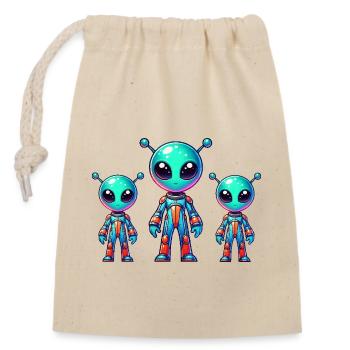 Alien Comic - Verschließbarer Geschenkbeutel aus Baumwolle (14x20cm) - Natur - Vorne