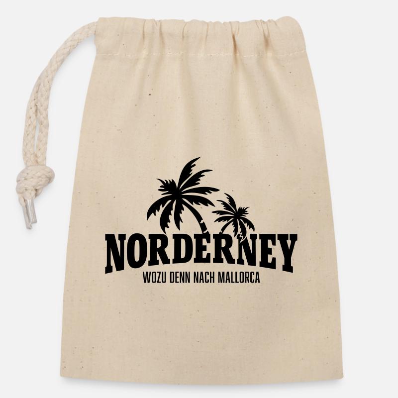 Norderney Why go to Mallorca - Closable cotton gift bag (14x20cm) - nature