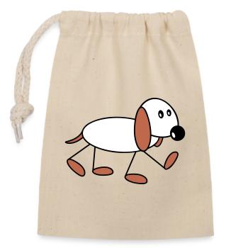 Chien bonhomme marche mignon promenades bande dessinée - Sac cadeau en coton avec cordon (14 x 20 cm) - nature - Devant