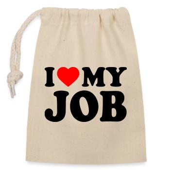 I love my job - Sac cadeau en coton avec cordon (14 x 20 cm) - nature - Devant