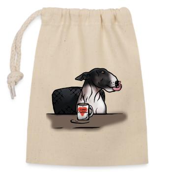 Bullterrier "I love Coffee" - Verschließbarer Geschenkbeutel aus Baumwolle (14x20cm) - Natur - Vorne