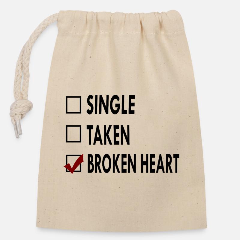 SINGLE noir blanc BROKEN - Sac cadeau en coton avec cordon (14 x 20 cm) - nature