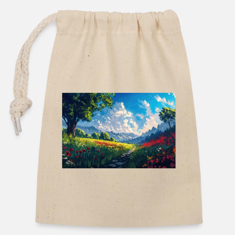 Nature Landscape Illustration Poster - Closable cotton gift bag (14x20cm) - nature