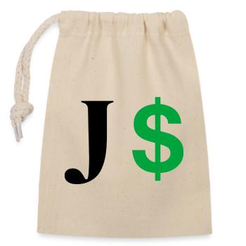 Lettre j dollar - Sac cadeau en coton avec cordon (14 x 20 cm) - nature - Devant