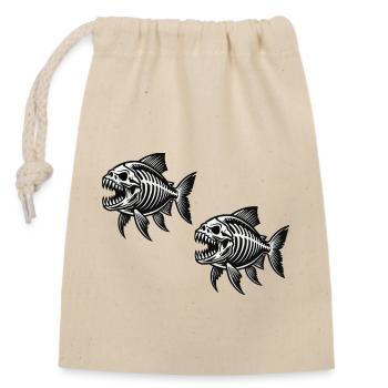 Squelette Piranha 2 - Sac cadeau en coton avec cordon (14 x 20 cm) - nature - Devant