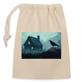 Haunted House Illustration Poster - Closable cotton gift bag (14x20cm) - nature - Front