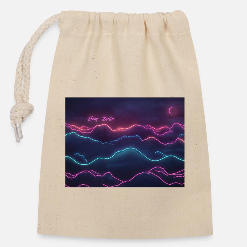 Shiny Berlin neon - Verschließbarer Geschenkbeutel aus Baumwolle (14x20cm) - Natur