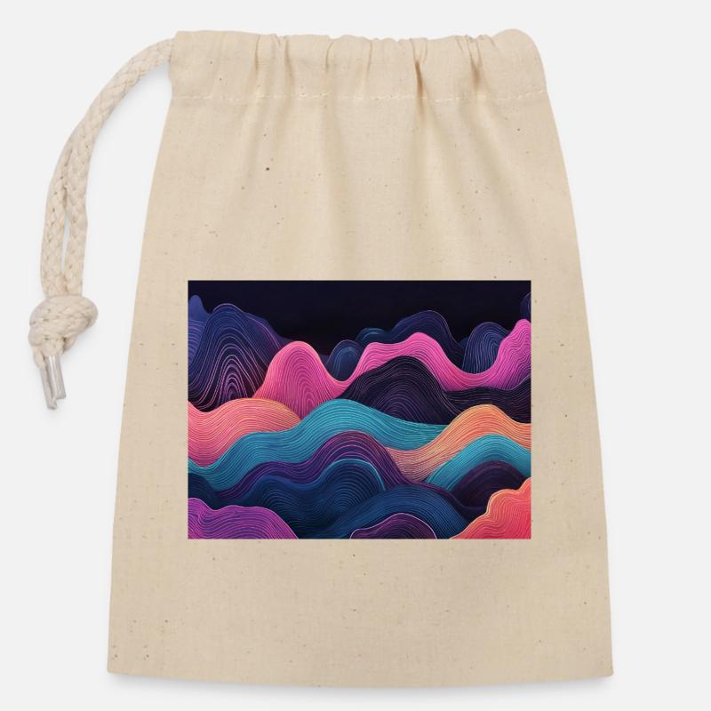 Neon clean waves - Verschließbarer Geschenkbeutel aus Baumwolle (14x20cm) - Natur