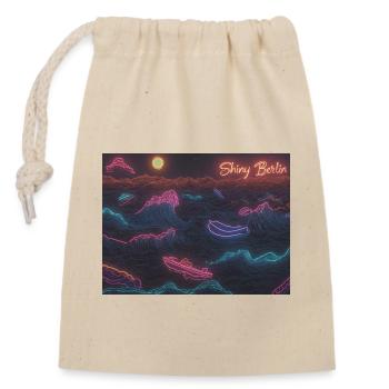 Shiny Berlin Neon waves - Closable cotton gift bag (14x20cm) - nature - Front