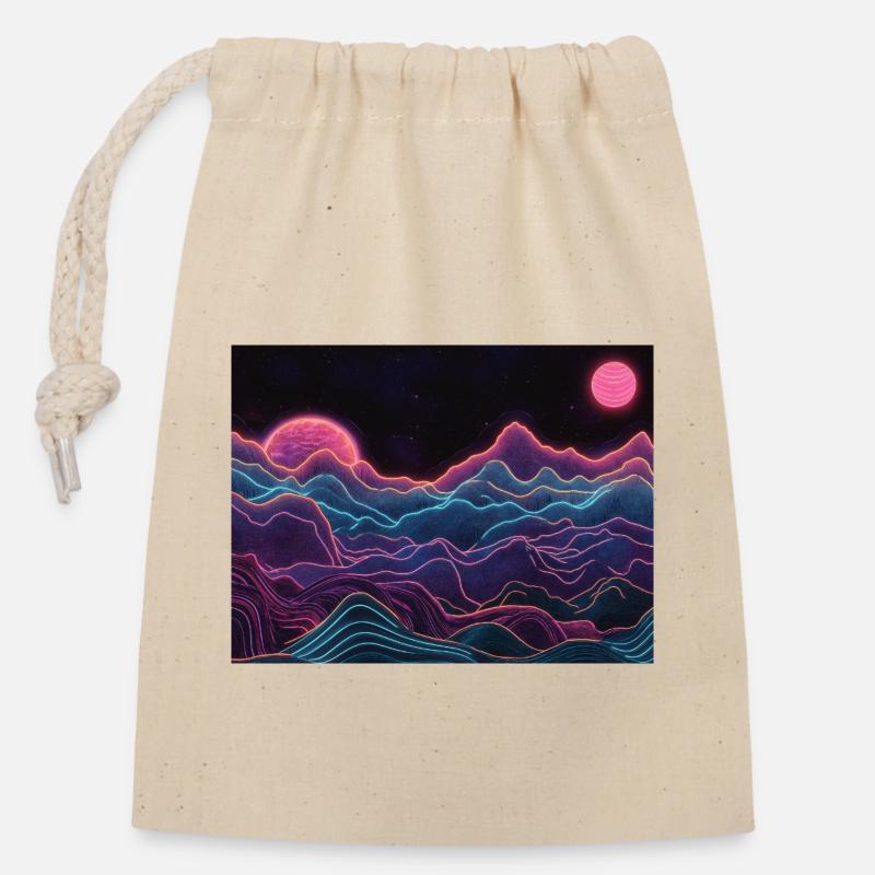Néon - Sac cadeau en coton avec cordon (14 x 20 cm) - nature