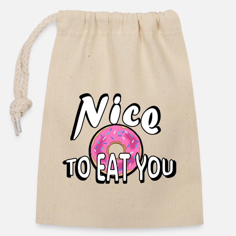 Nice to eat you (Donut) - Closable cotton gift bag (14x20cm) - nature