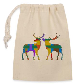 Deer - Closable cotton gift bag (14x20cm) - nature - Front