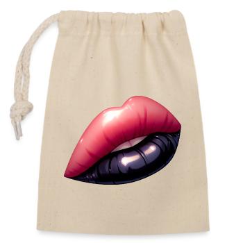 Schwarze Lippen, hypnotisierender Charme. - Verschließbarer Geschenkbeutel aus Baumwolle (14x20cm) - Natur - Vorne