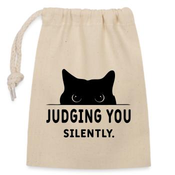 judging you silently - Closable cotton gift bag (14x20cm) - nature - Front