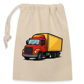 Bande dessinée de camion - Sac cadeau en coton avec cordon (14 x 20 cm) - nature - Devant