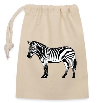 Zebra - Cute Zoo Animal Design - Closable cotton gift bag (14x20cm) - nature - Front