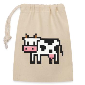 Kuh Pixel - Closable cotton gift bag (14x20cm) - nature - Front