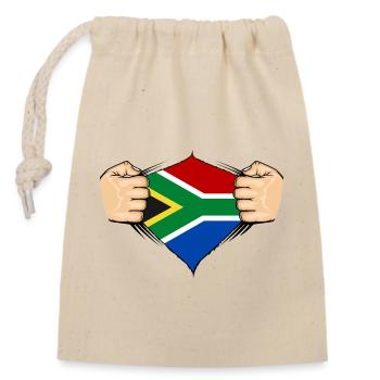 Conception du drapeau de l’Afrique du Sud - Sac cadeau en coton avec cordon (14 x 20 cm) - nature - Devant