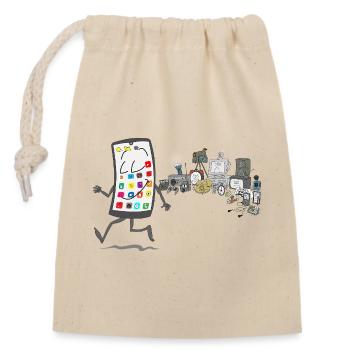 Modern times - Closable cotton gift bag (14x20cm) - nature - Front