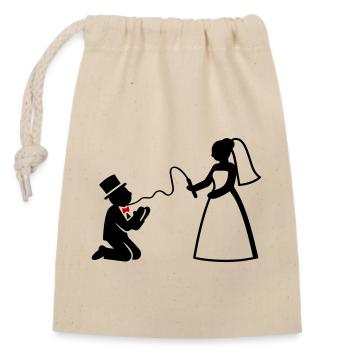 Brautpaar Ehe Paar Peitsche Hochzeit - Verschließbarer Geschenkbeutel aus Baumwolle (14x20cm) - Natur - Vorne