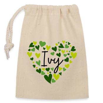 Efeu Name Design mit herzförmigen grünen Herzen - Verschließbarer Geschenkbeutel aus Baumwolle (14x20cm) - Natur - Vorne