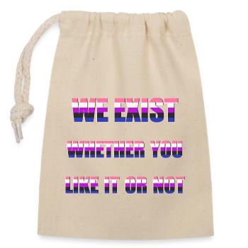 We Exist - Genderfluid Flag - Closable cotton gift bag (14x20cm) - nature - Front