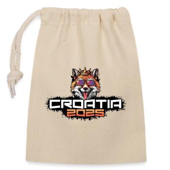 Kroatien 2025 Party Fuchs - Verschließbarer Geschenkbeutel aus Baumwolle (14x20cm) - Natur - Vorne