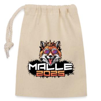 Malle 2025 Party Fuchs - Verschließbarer Geschenkbeutel aus Baumwolle (14x20cm) - Natur - Vorne