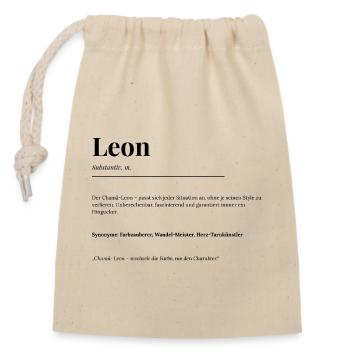 Leon - Verschließbarer Geschenkbeutel aus Baumwolle (14x20cm) - Natur - Vorne