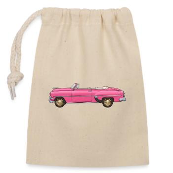 Retro Vintage Pink Cabrio Auto - Verschließbarer Geschenkbeutel aus Baumwolle (14x20cm) - Natur - Vorne