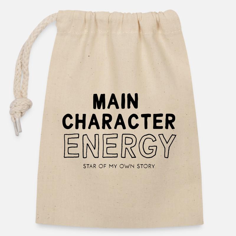 Main Character Energy - Verschließbarer Geschenkbeutel aus Baumwolle (14x20cm) - Natur