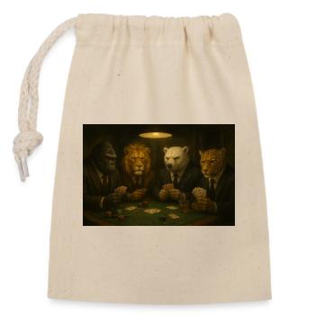 Famille Animale Poker Sophistiquée - Sac cadeau en coton avec cordon (14 x 20 cm) - nature - Devant