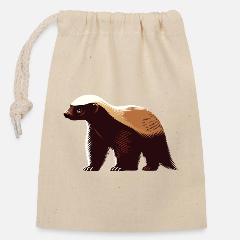 Ratel - Sac cadeau en coton avec cordon (14 x 20 cm) - nature