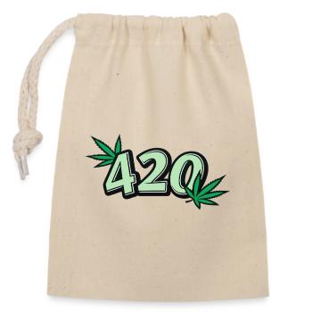 420 Cannabis Leaf Graphic | Stoner Vibes - Closable cotton gift bag (14x20cm) - nature - Front